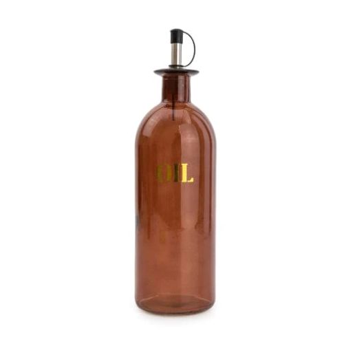 Vintage Amber Glass Oil Storage Bottle 20cm Kitchen Storage Candlelight   