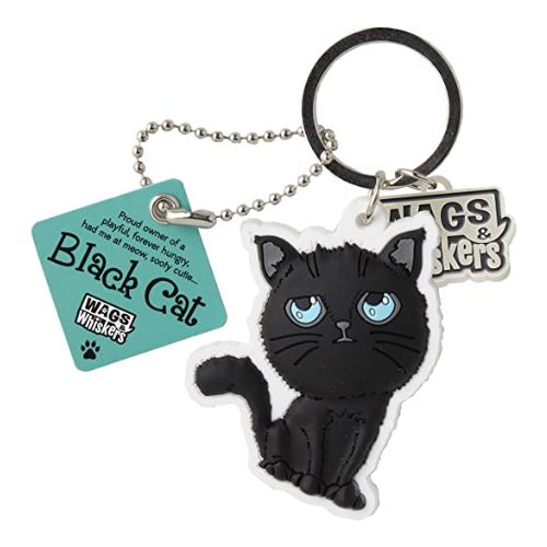 Wags & Whiskers PVC Keyrings Assorted Designs 12cm Keychains wags & whiskers Black Cat (Hungry)  