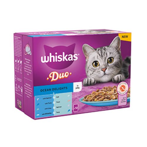 Whiskas Duo Ocean Delights In Jelly Cat Food 1+yrs 12 x 85g Cat Food & Treats Whiskas   