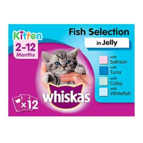 Whiskas Kitten Fish Selection In Jelly 2-12 Months 12x85g Cat Food Whiskas   