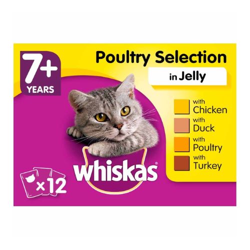 Whiskas 7+ Poultry Selection In Jelly Cat Food Pouches 12x85g Cat Food Whiskas   