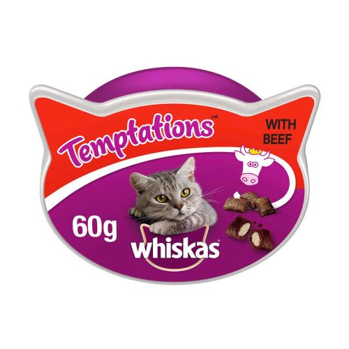 Whiskas Temptations Cat Biscuit Treats Beef 60g FabFinds