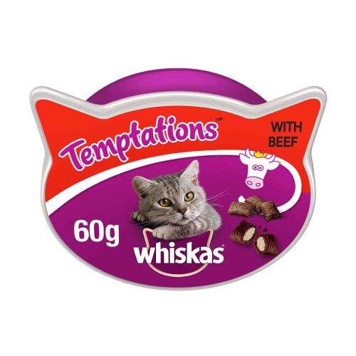 Whiskas Temptations Cat Biscuit Treats Beef 60g Cat Food & Treats Whiskas   