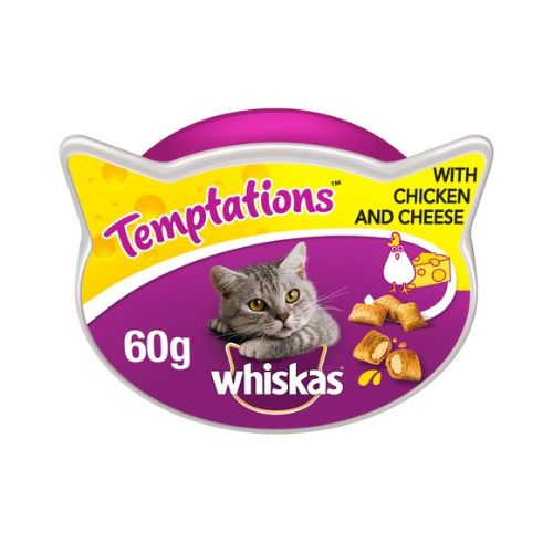 Whiskas Temptations Cat Biscuit Treats Chicken & Cheese 60g Cat Food & Treats Whiskas   