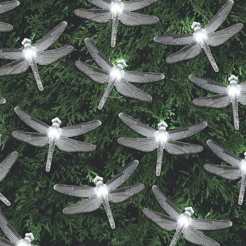 Dragonfly Solar Fairy Lights 20 LED Assorted Colours Solar Lights FabFinds White  