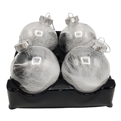 White Feather Christmas Baubles 4 Pack Christmas Baubles, Ornaments & Tinsel FabFinds   