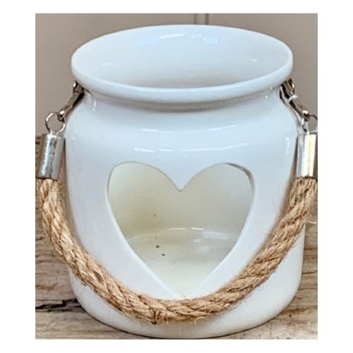 Ceramic White Heart Tealight Holder Home Decoration FabFinds   