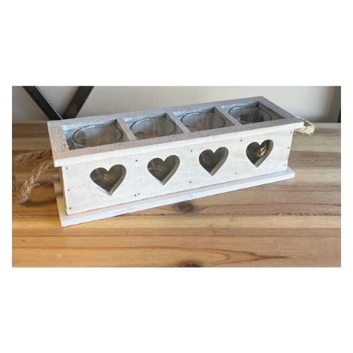 White Wooden Candle Holder Tray 26cm Christmas Candles & Holders Gainsborough   