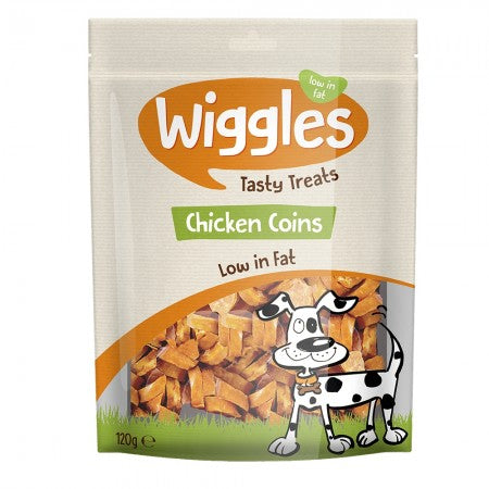 Wiggles Chicken Coins Dog Treats Dog Food & Treats FabFinds 120g  