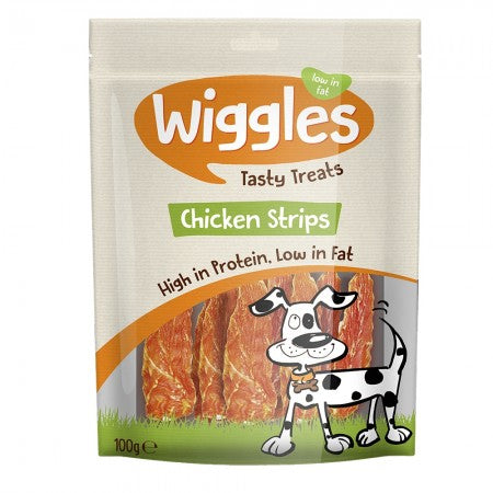 Wiggles Chicken Strips Dog Treats Assorted Sizes Dog Food & Treats FabFinds   