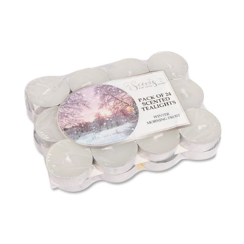 Scented Christmas Tealight Candles Assorted Scents 24 Pk Candles FabFinds Winter Morning Frost  
