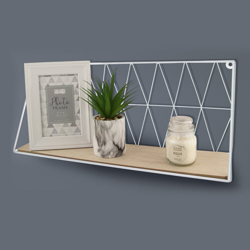 Home Collection Wood Wire Fixed Shelf Assorted Colours Shelving Home Collection White  