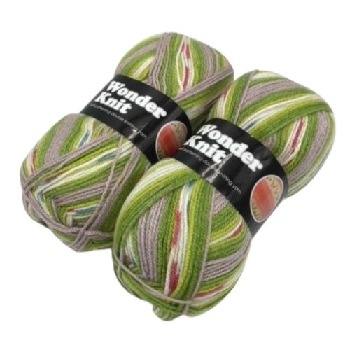 Wonder Knit Yarn Self Patterning 2 x 100g Knitting Yarn & Wool FabFinds Green Taupe 1320  