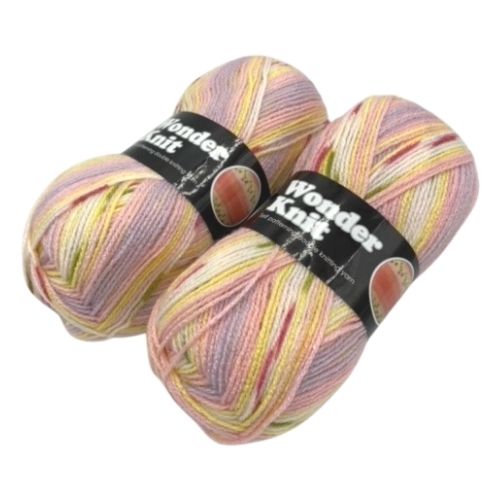 Wonder Knit Yarn Self Patterning 2 x 100g Knitting Yarn & Wool FabFinds Light Pink 1321  