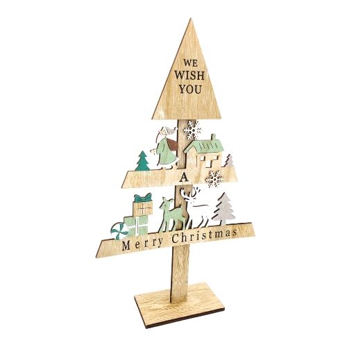 Wooden Merry Christmas Handmade Decoration 40cm Christmas Festive Decorations The Satchville Gift Company   