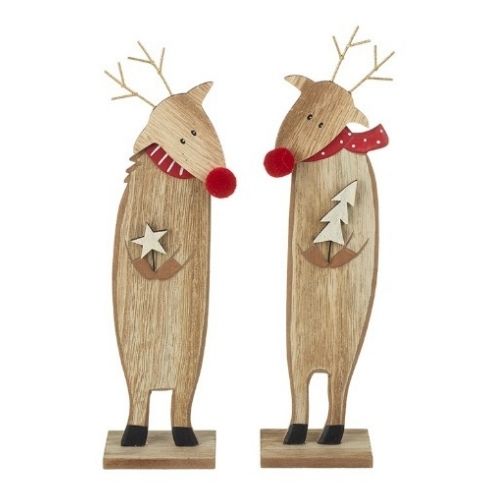 Handmade Wooden Red Nose Reindeer Christmas Decorations Christmas Festive Decorations FabFinds   