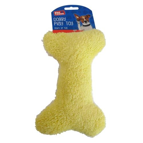 Pet Touch Plush Dog Toys Assorted Shapes Dog Toys Pet Touch Yellow Bone  