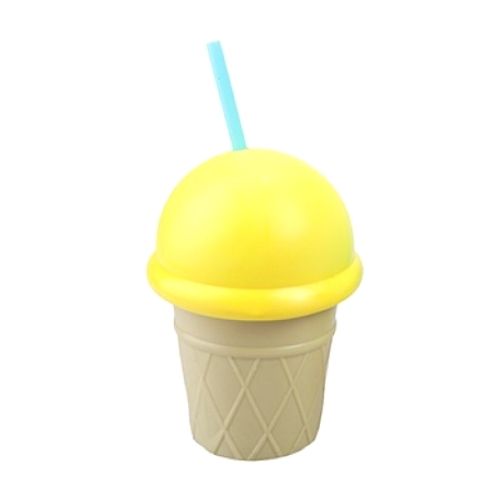 Pastel Ice Cream Drink Cup With Straw Mugs PMS Yellow  