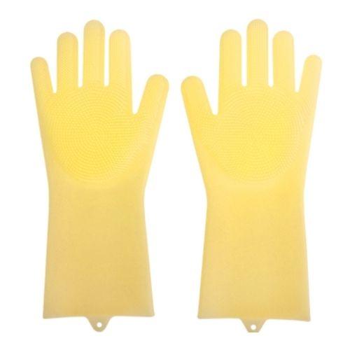 Clean & Shine Scrub Magic Silicone Gloves Cloths, Sponges & Scourers FabFinds Yellow  