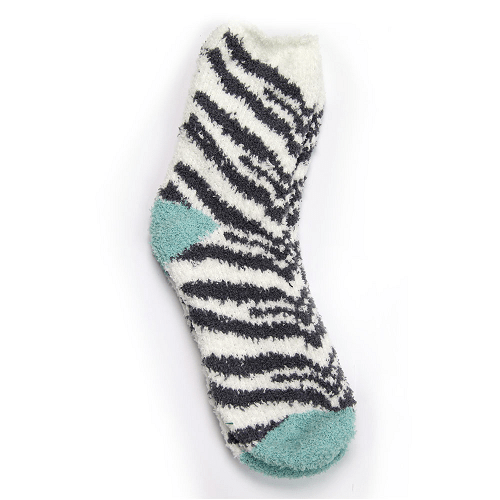 Women's Fluffy Snuggle Socks White Grey & Green One Size Snuggle Socks Love to Laze   